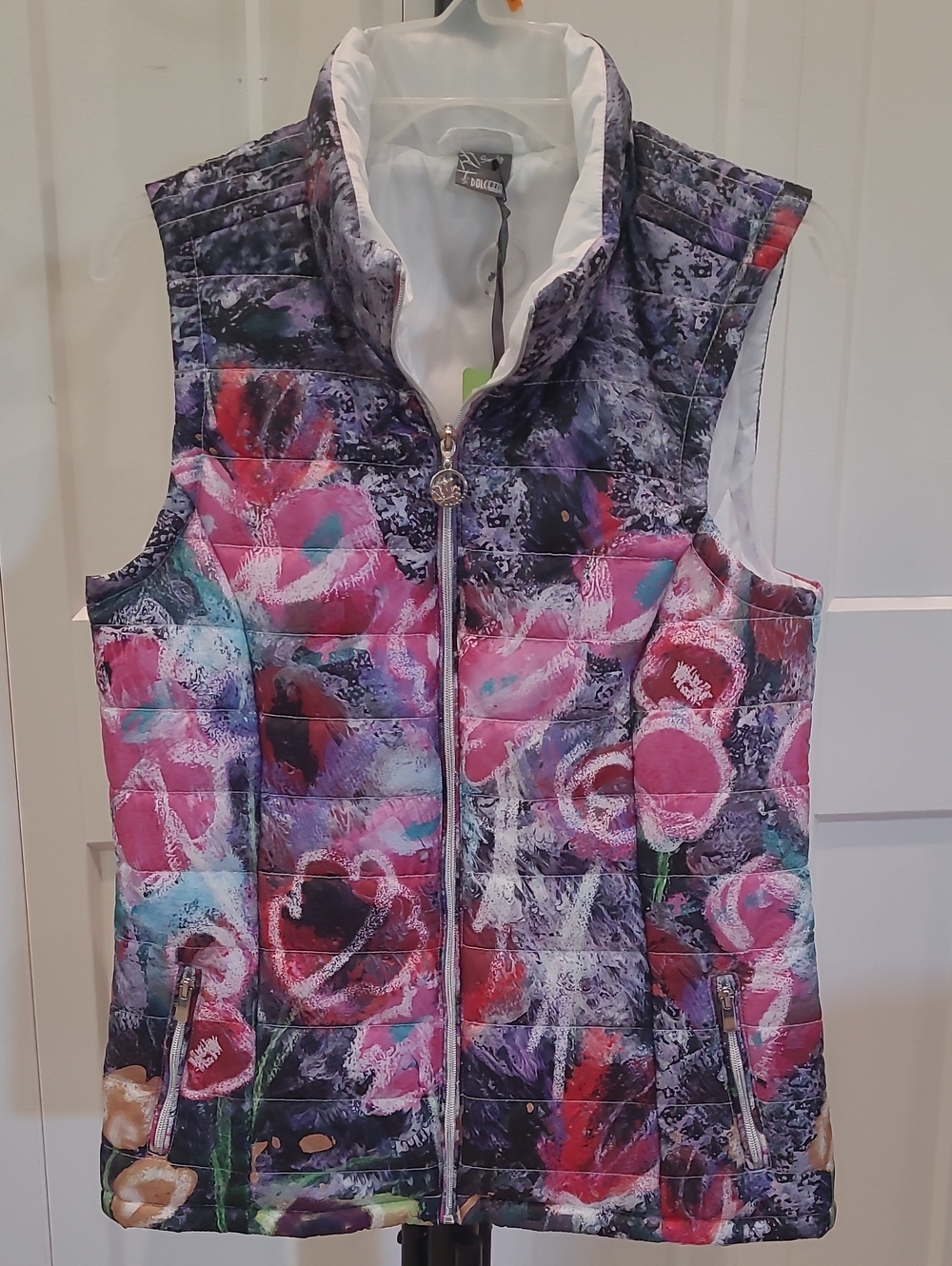 Dolcezza Quilted Floral Sleeveless Vest - Pink Multi NWT